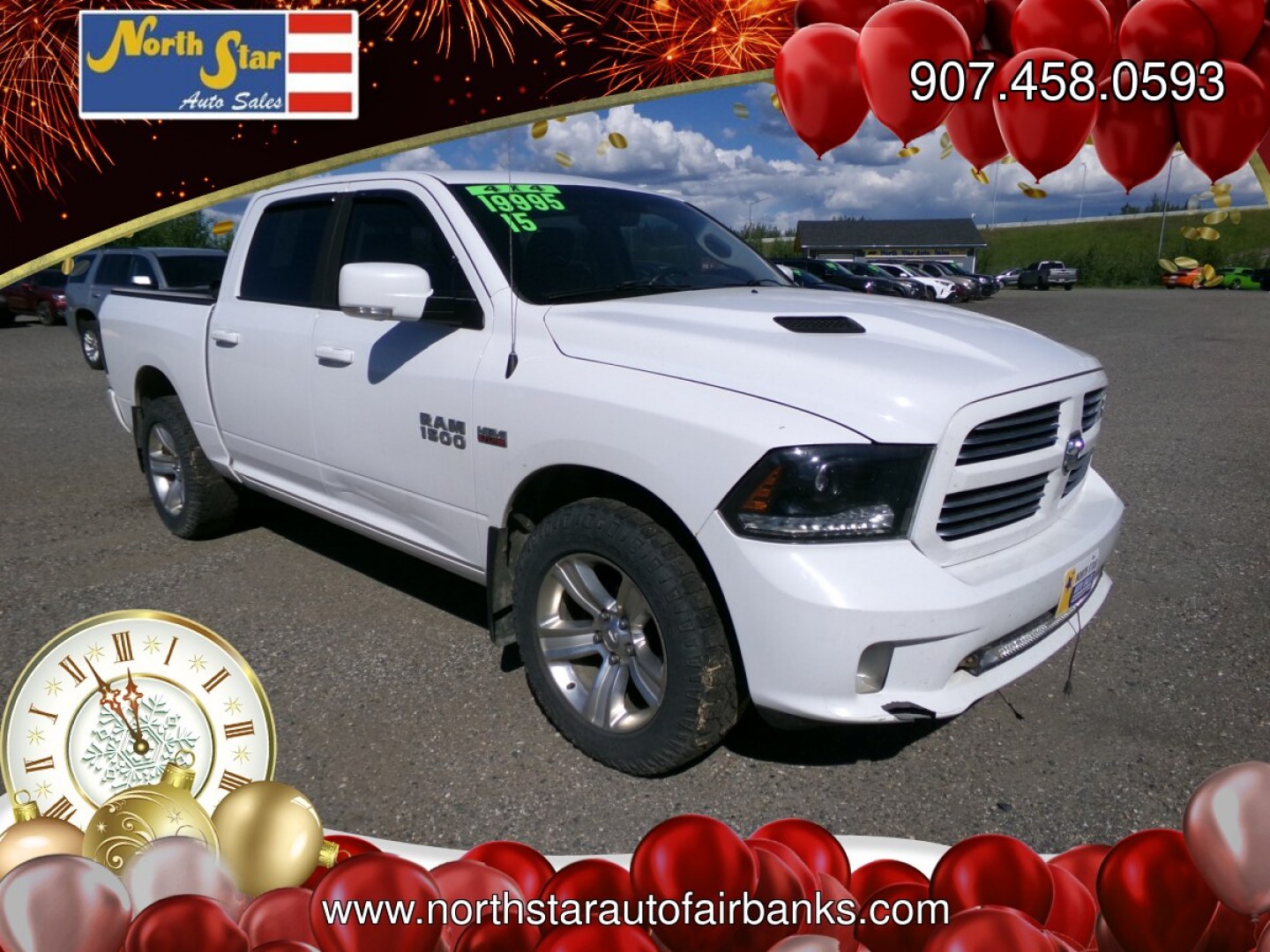2015 White Dodge Ram 1500 Sport Crew Cab SWB 4WD (1C6RR7MT8FS) with an 5.7L V8 OHV 16V engine, 6-Speed Automatic transmission, located at 2630 Philips Field Rd., Fairbanks, AK, 99709, (907) 458-0593, 64.848068, -147.780609- Photo#0