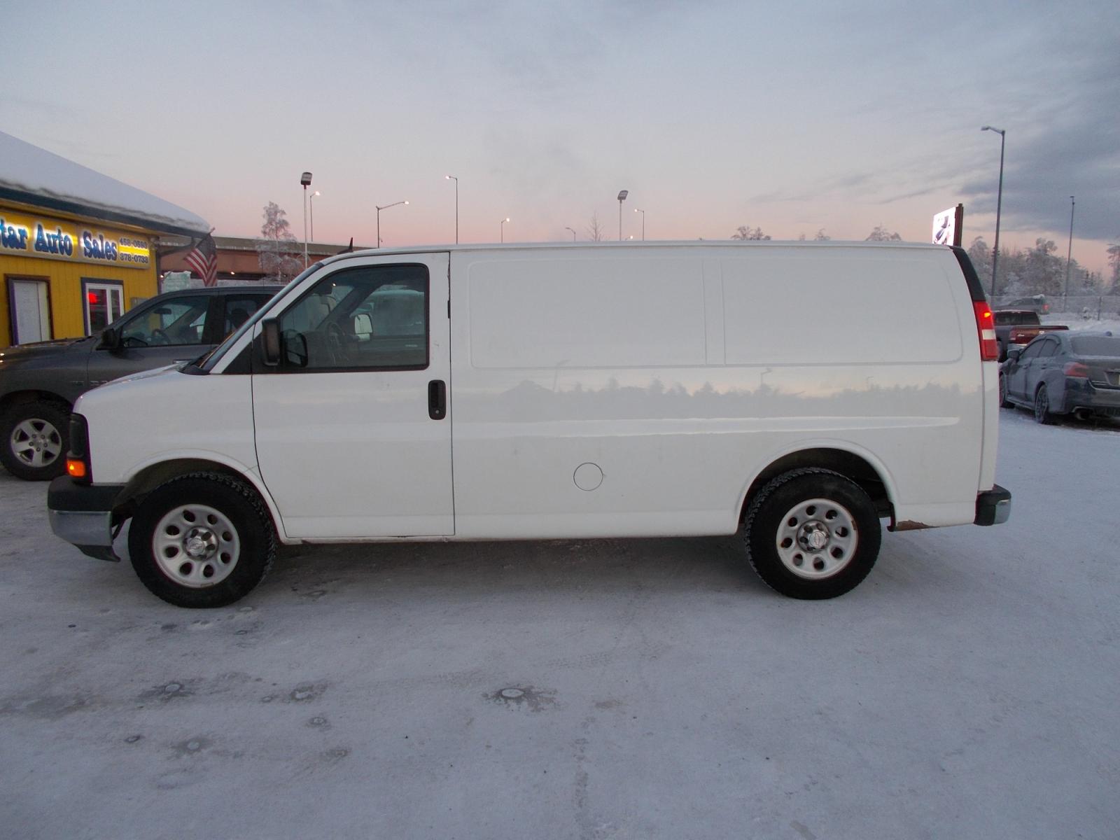 2014 White Chevrolet Express 1500 AWD Cargo (1GCSHAF44E1) with an 5.3L V8 OHV 16V engine, 4-Speed Automatic transmission, located at 2630 Philips Field Rd., Fairbanks, AK, 99709, (907) 458-0593, 64.848068, -147.780609 - Photo #2