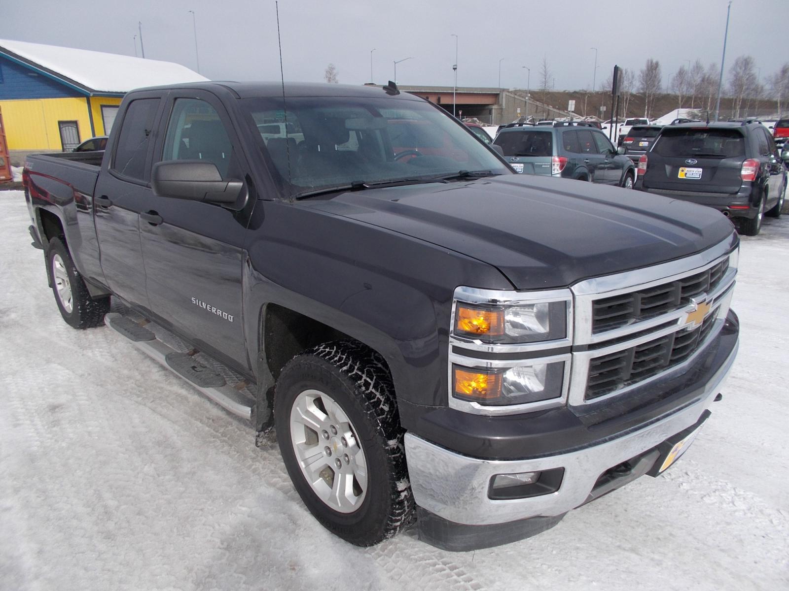 2014 Black Chevrolet Silverado 1500 1LT Double Cab 4WD (1GCVKREC7EZ) with an 5.3L V8 OHV 16V engine, 6-Speed Automatic transmission, located at 2630 Philips Field Rd., Fairbanks, AK, 99709, (907) 458-0593, 64.848068, -147.780609 - Photo #0