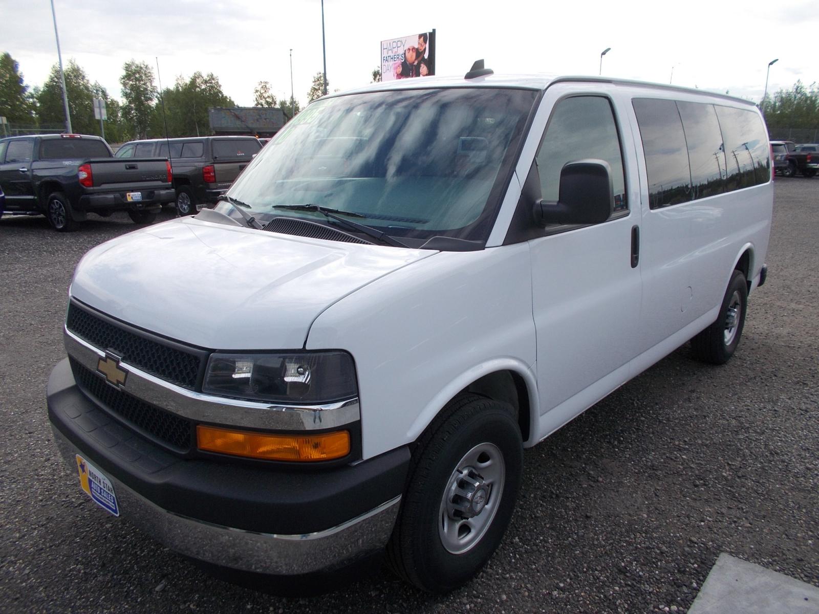 2018 White Chevrolet Express LT 3500 (1GAZGMFP2J1) with an 4.3L V6 DOHC 24V engine, 6A transmission, located at 2630 Philips Field Rd., Fairbanks, AK, 99709, (907) 458-0593, 64.848068, -147.780609 - Photo #0