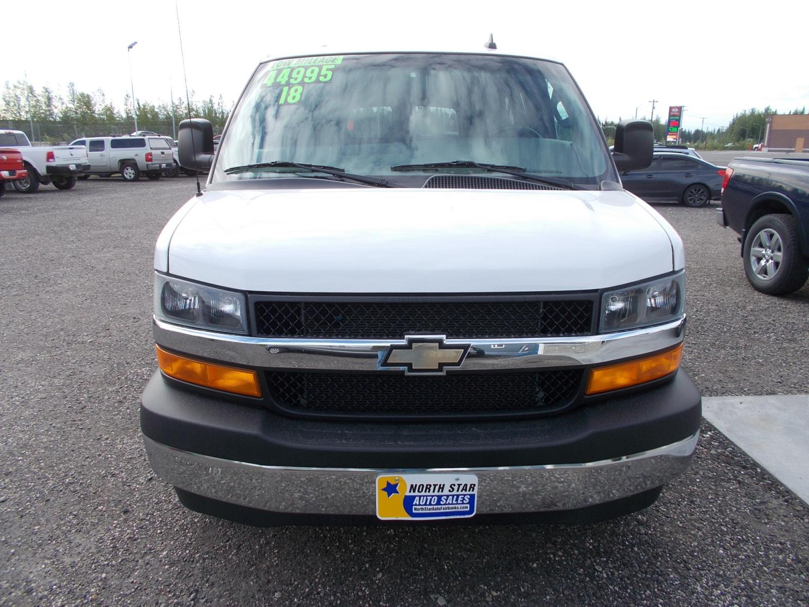 2018 White Chevrolet Express LT 3500 (1GAZGMFP2J1) with an 4.3L V6 DOHC 24V engine, 6A transmission, located at 2630 Philips Field Rd., Fairbanks, AK, 99709, (907) 458-0593, 64.848068, -147.780609 - Photo #1
