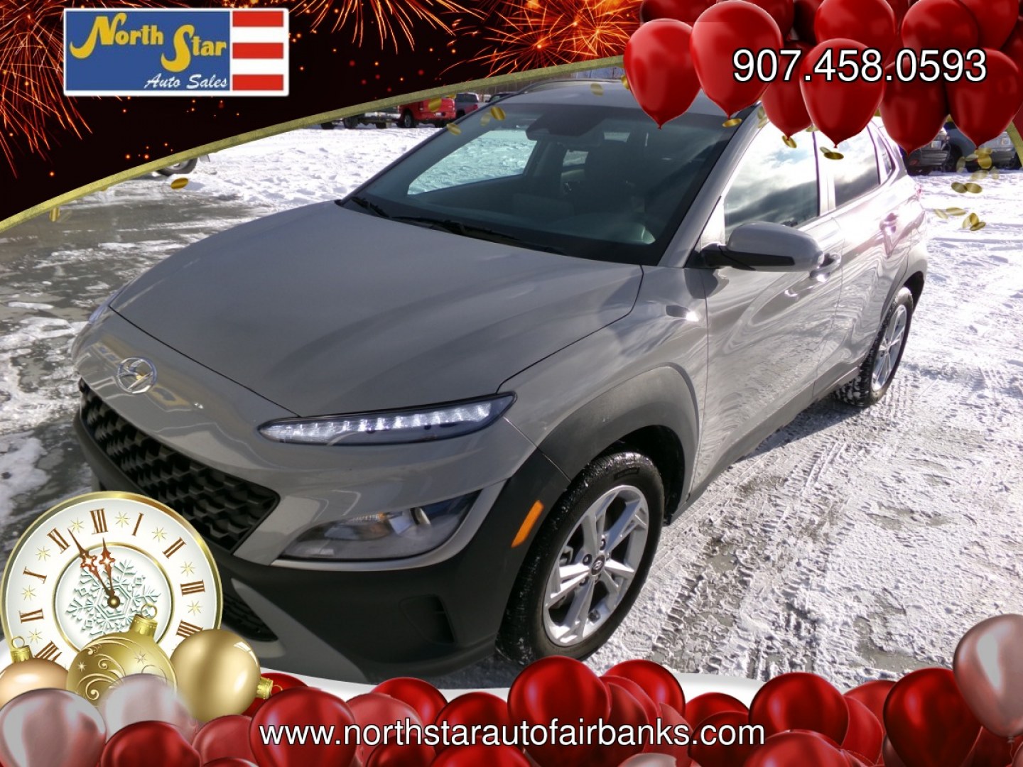 2023 Silver Hyundai Kona SEL AWD (KM8K6CAB9PU) with an 2.0L L4 DOHC 16V engine, CVT transmission, located at 2630 Philips Field Rd., Fairbanks, AK, 99709, (907) 458-0593, 64.848068, -147.780609- Photo#0