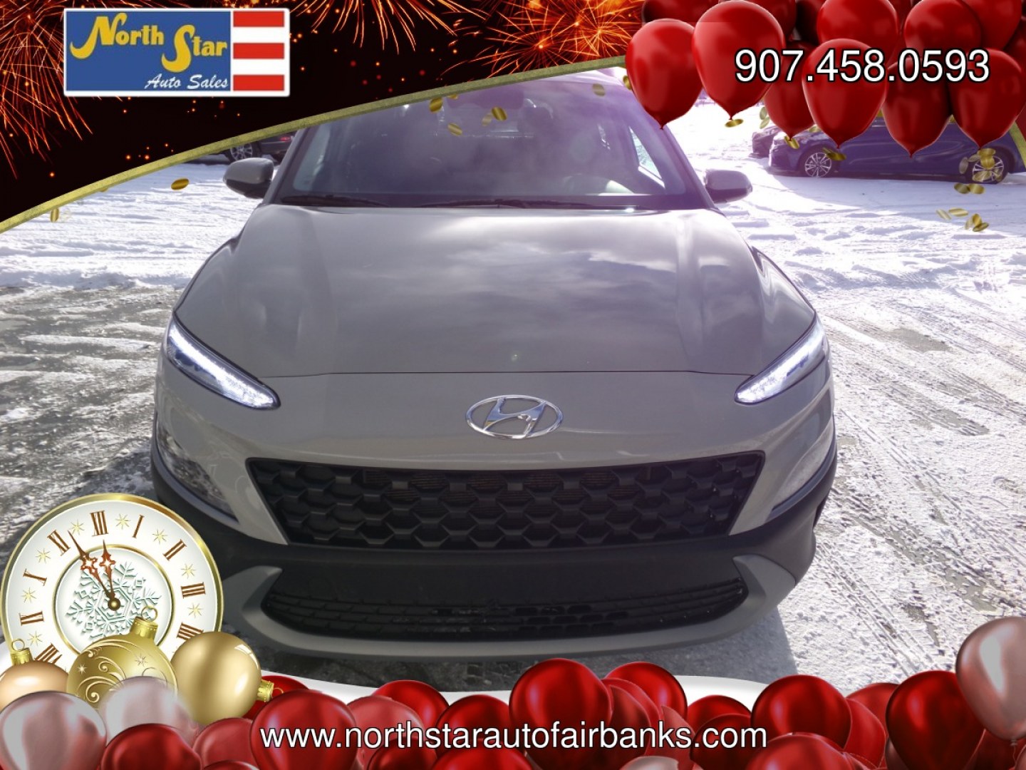 2023 Silver Hyundai Kona SEL AWD (KM8K6CAB9PU) with an 2.0L L4 DOHC 16V engine, CVT transmission, located at 2630 Philips Field Rd., Fairbanks, AK, 99709, (907) 458-0593, 64.848068, -147.780609- Photo#1