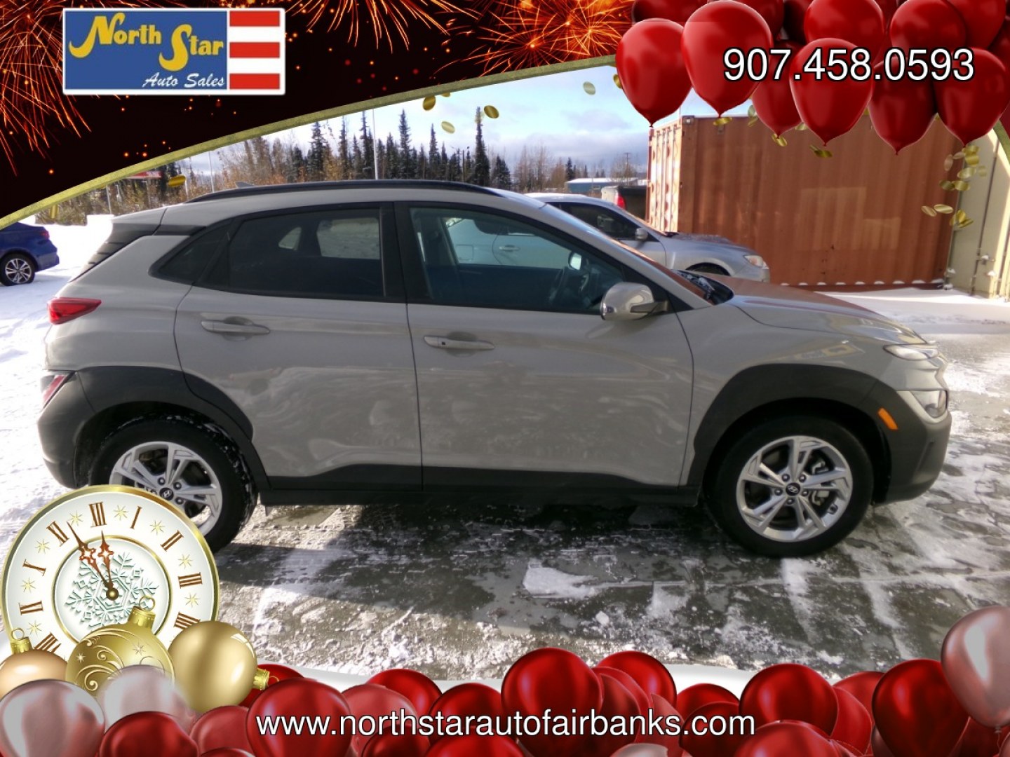 2023 Silver Hyundai Kona SEL AWD (KM8K6CAB9PU) with an 2.0L L4 DOHC 16V engine, CVT transmission, located at 2630 Philips Field Rd., Fairbanks, AK, 99709, (907) 458-0593, 64.848068, -147.780609- Photo#2