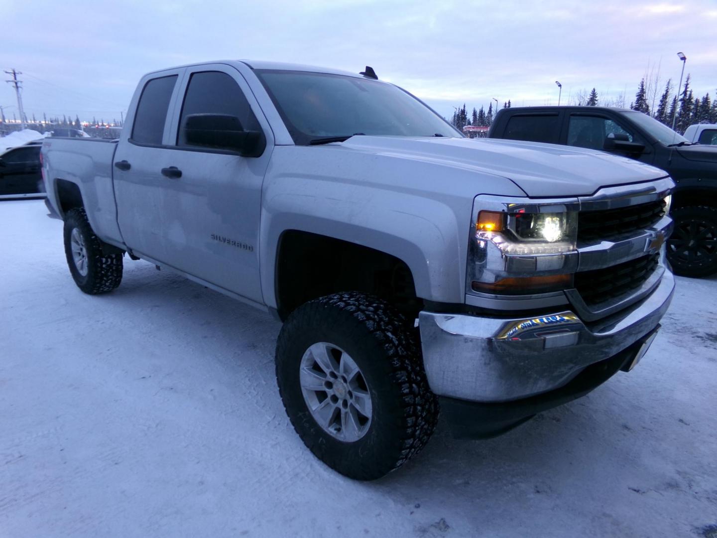 2018 Silver /Black Chevrolet Silverado 1500 Work Truck Double Cab 4WD (1GCVKNEH0JZ) with an 4.3L V6 OHV 12V engine, 6A transmission, located at 2630 Philips Field Rd., Fairbanks, AK, 99709, (907) 458-0593, 64.848068, -147.780609 - Photo#0