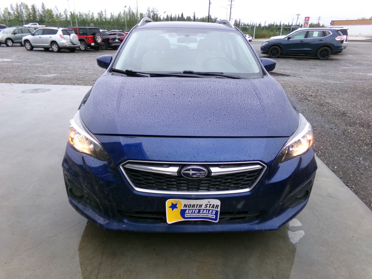 2018 Blue /Tan Subaru Impreza 2.0i Premium CVT 5-Door (4S3GTAD67J3) with an 2.0L H4 DOHC 16V engine, CVT transmission, located at 2630 Philips Field Rd., Fairbanks, AK, 99709, (907) 458-0593, 64.848068, -147.780609- Photo#1