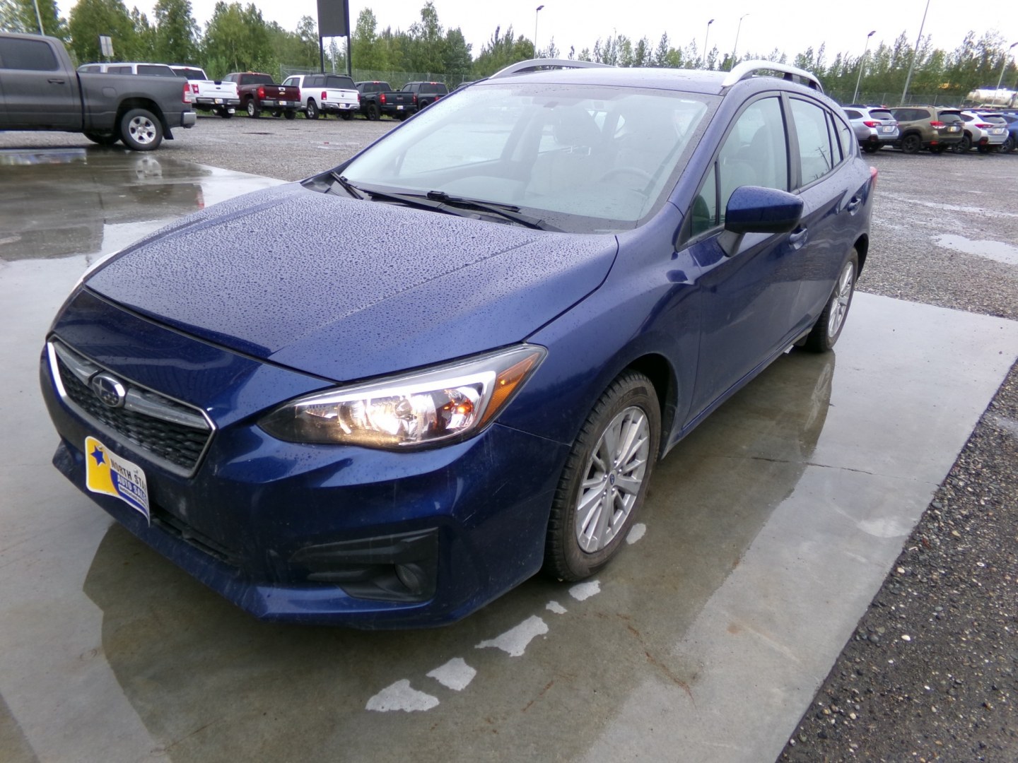 2018 Blue /Tan Subaru Impreza 2.0i Premium CVT 5-Door (4S3GTAD67J3) with an 2.0L H4 DOHC 16V engine, CVT transmission, located at 2630 Philips Field Rd., Fairbanks, AK, 99709, (907) 458-0593, 64.848068, -147.780609- Photo#0