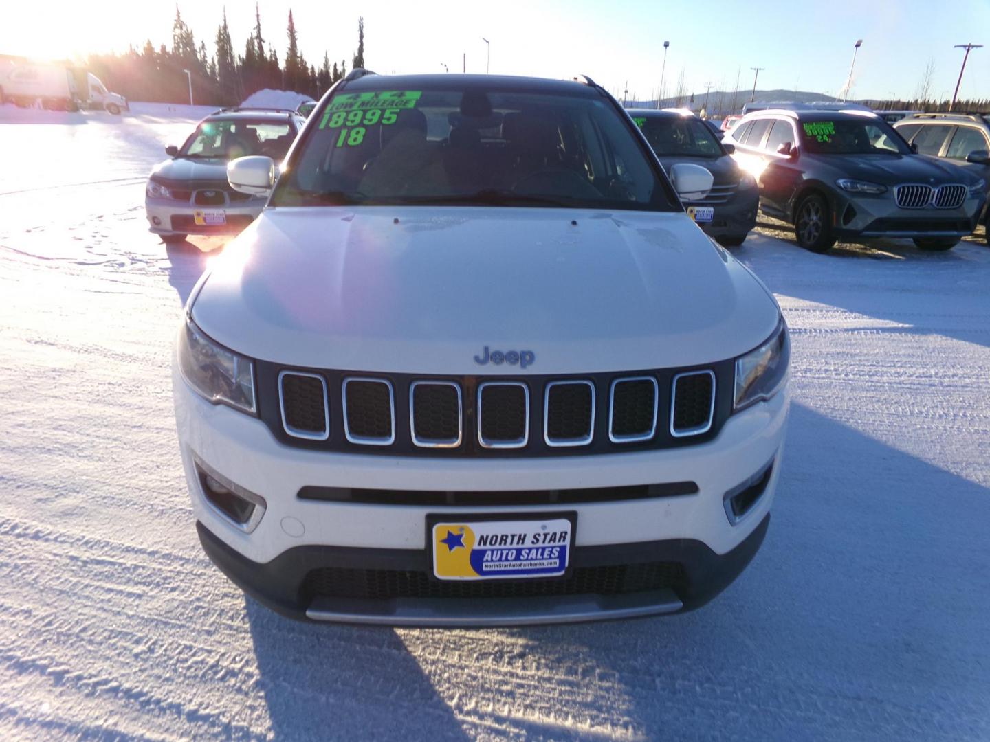 2018 White Jeep Compass Limited 4WD (3C4NJDCB6JT) with an 2.4L L4 DOHC 16V engine, CVT transmission, located at 2630 Philips Field Rd., Fairbanks, AK, 99709, (907) 458-0593, 64.848068, -147.780609 - Photo#1