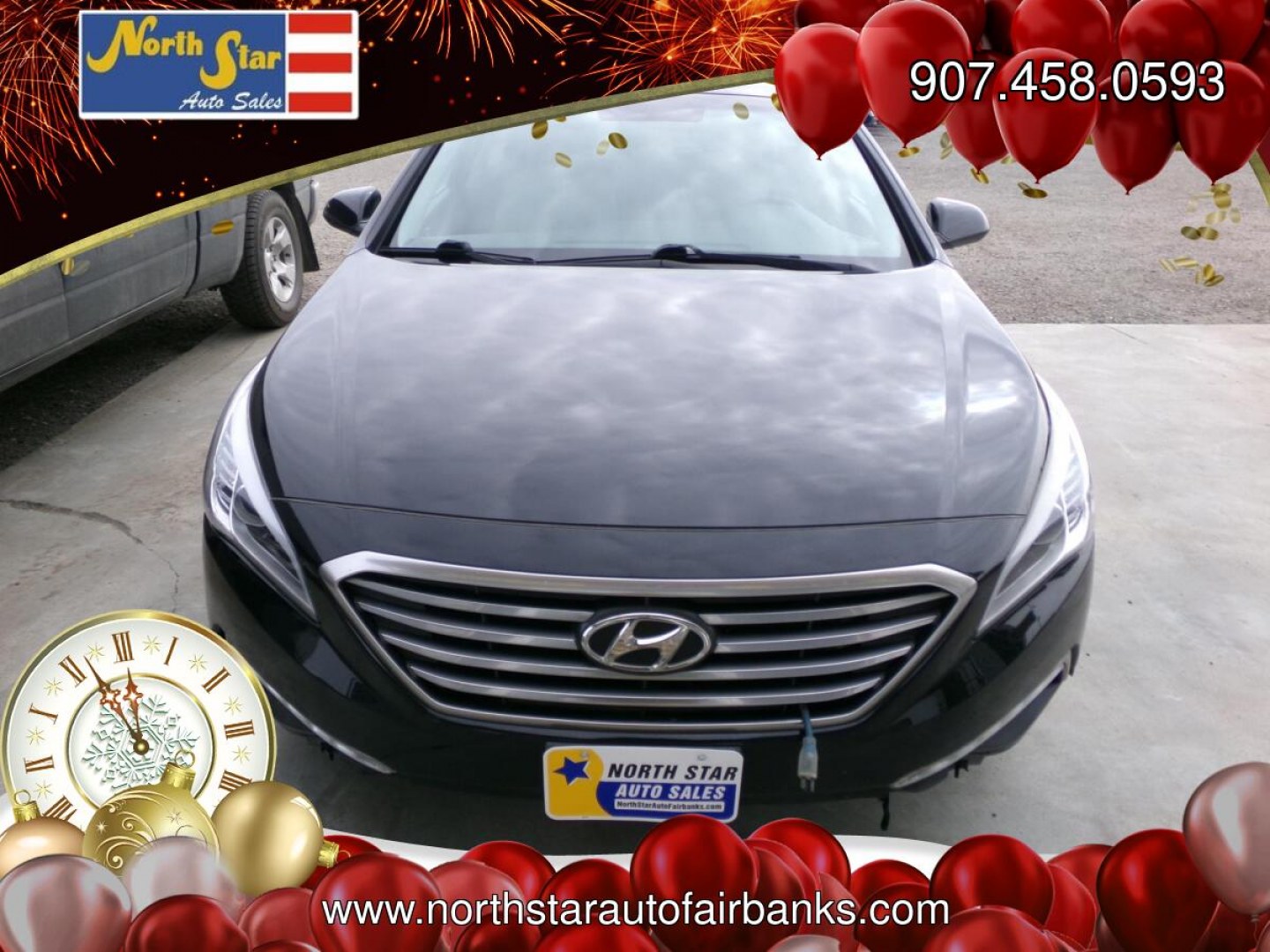 2015 Black /Black Hyundai Sonata SE (5NPE24AF7FH) with an 1.6L L4 DOHC 16V engine, 7-Speed Automatic transmission, located at 2630 Philips Field Rd., Fairbanks, AK, 99709, (907) 458-0593, 64.848068, -147.780609- Photo#2