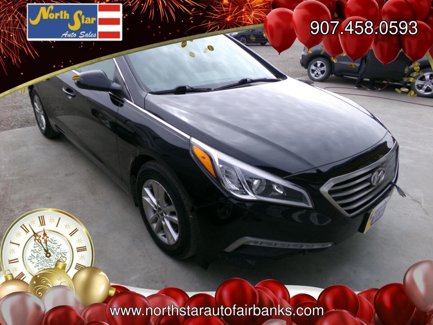 2015 Black /Black Hyundai Sonata SE (5NPE24AF7FH) with an 1.6L L4 DOHC 16V engine, 7-Speed Automatic transmission, located at 2630 Philips Field Rd., Fairbanks, AK, 99709, (907) 458-0593, 64.848068, -147.780609- Photo#0