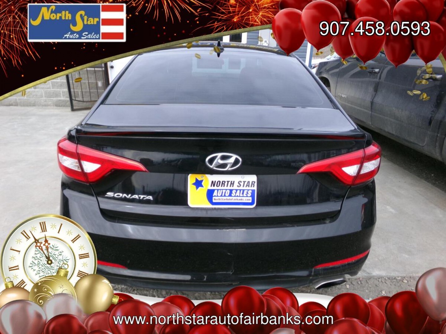2015 Black /Black Hyundai Sonata SE (5NPE24AF7FH) with an 1.6L L4 DOHC 16V engine, 7-Speed Automatic transmission, located at 2630 Philips Field Rd., Fairbanks, AK, 99709, (907) 458-0593, 64.848068, -147.780609- Photo#4