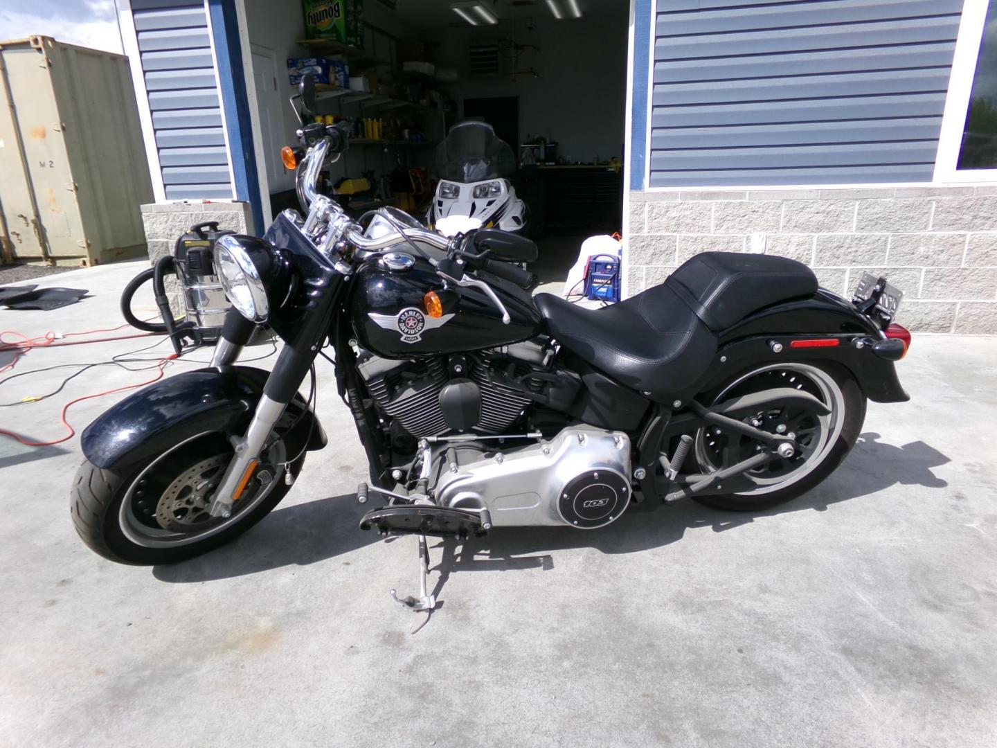 2015 Black Harley-Davidson FLSTFB - (1HD1JNV12FC) with an 1690CC engine, located at 2630 Philips Field Rd., Fairbanks, AK, 99709, (907) 458-0593, 64.848068, -147.780609 - Photo#1