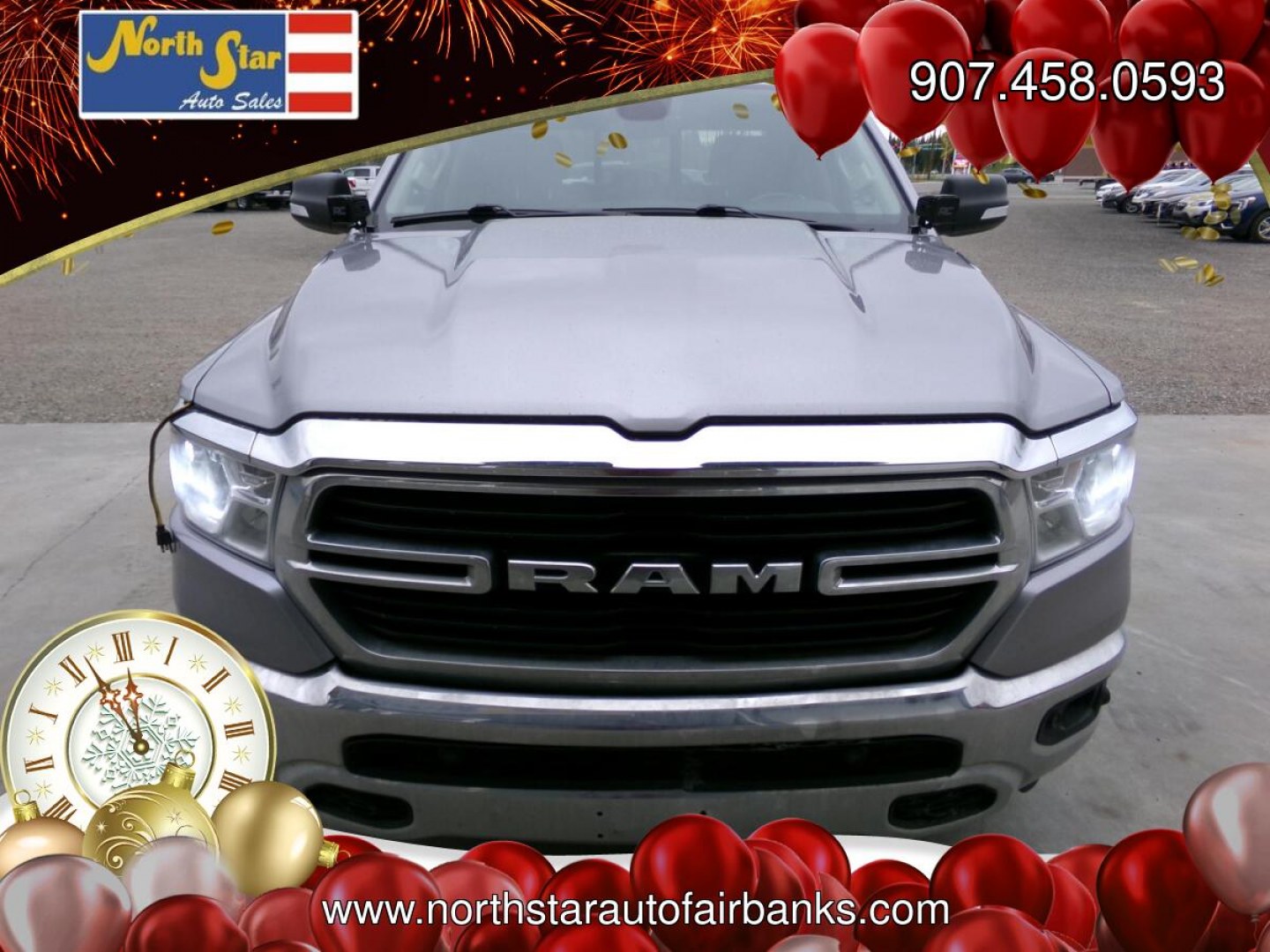 2020 Silver /Grey Dodge 1500 Big Horn Quad Cab 4WD (1C6SRFBTXLN) with an 5.7L V8 OHV 16V HEMI engine, 8A transmission, located at 2630 Philips Field Rd., Fairbanks, AK, 99709, (907) 458-0593, 64.848068, -147.780609- Photo#1