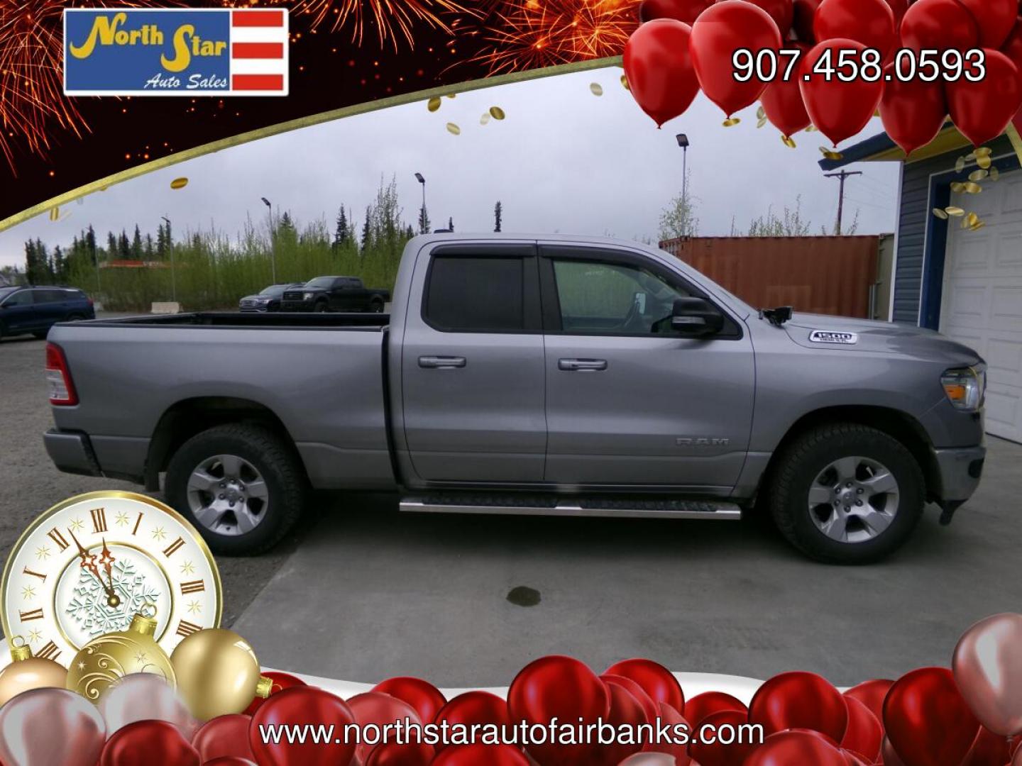 2020 Silver /Grey Dodge 1500 Big Horn Quad Cab 4WD (1C6SRFBTXLN) with an 5.7L V8 OHV 16V HEMI engine, 8A transmission, located at 2630 Philips Field Rd., Fairbanks, AK, 99709, (907) 458-0593, 64.848068, -147.780609- Photo#2