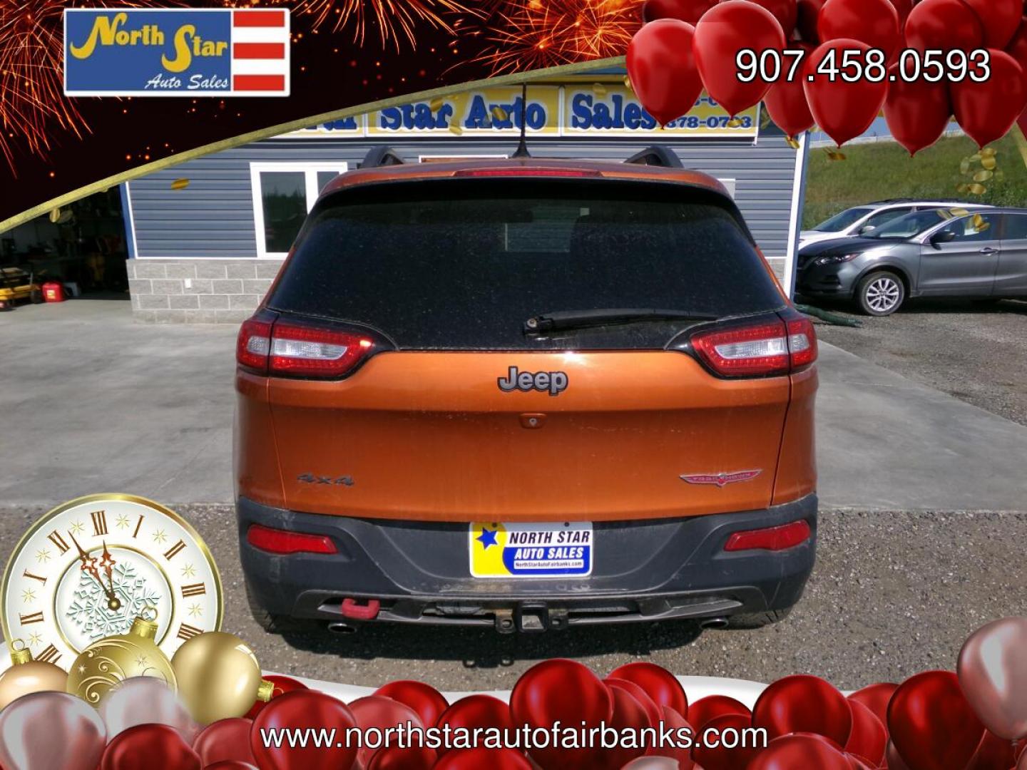 2014 Orange Jeep Cherokee Trailhawk 4WD (1C4PJMBS6EW) with an 3.2L V6 DOHC 24V engine, 9-Speed Automatic transmission, located at 2630 Philips Field Rd., Fairbanks, AK, 99709, (907) 458-0593, 64.848068, -147.780609- Photo#3