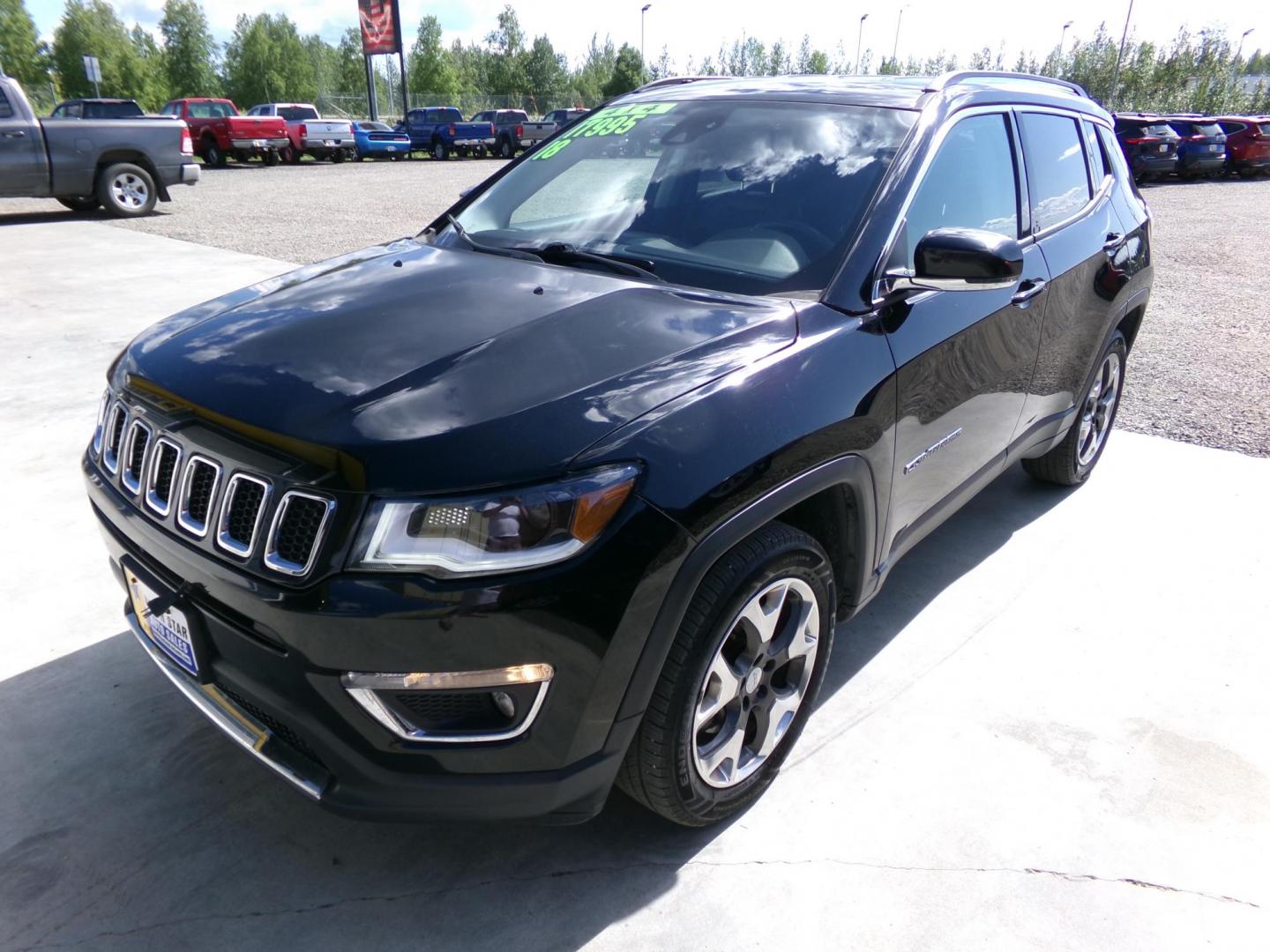 2018 Black Jeep Compass Limited 4WD (3C4NJDCB5JT) with an 2.4L L4 DOHC 16V engine, CVT transmission, located at 2630 Philips Field Rd., Fairbanks, AK, 99709, (907) 458-0593, 64.848068, -147.780609 - Photo#0