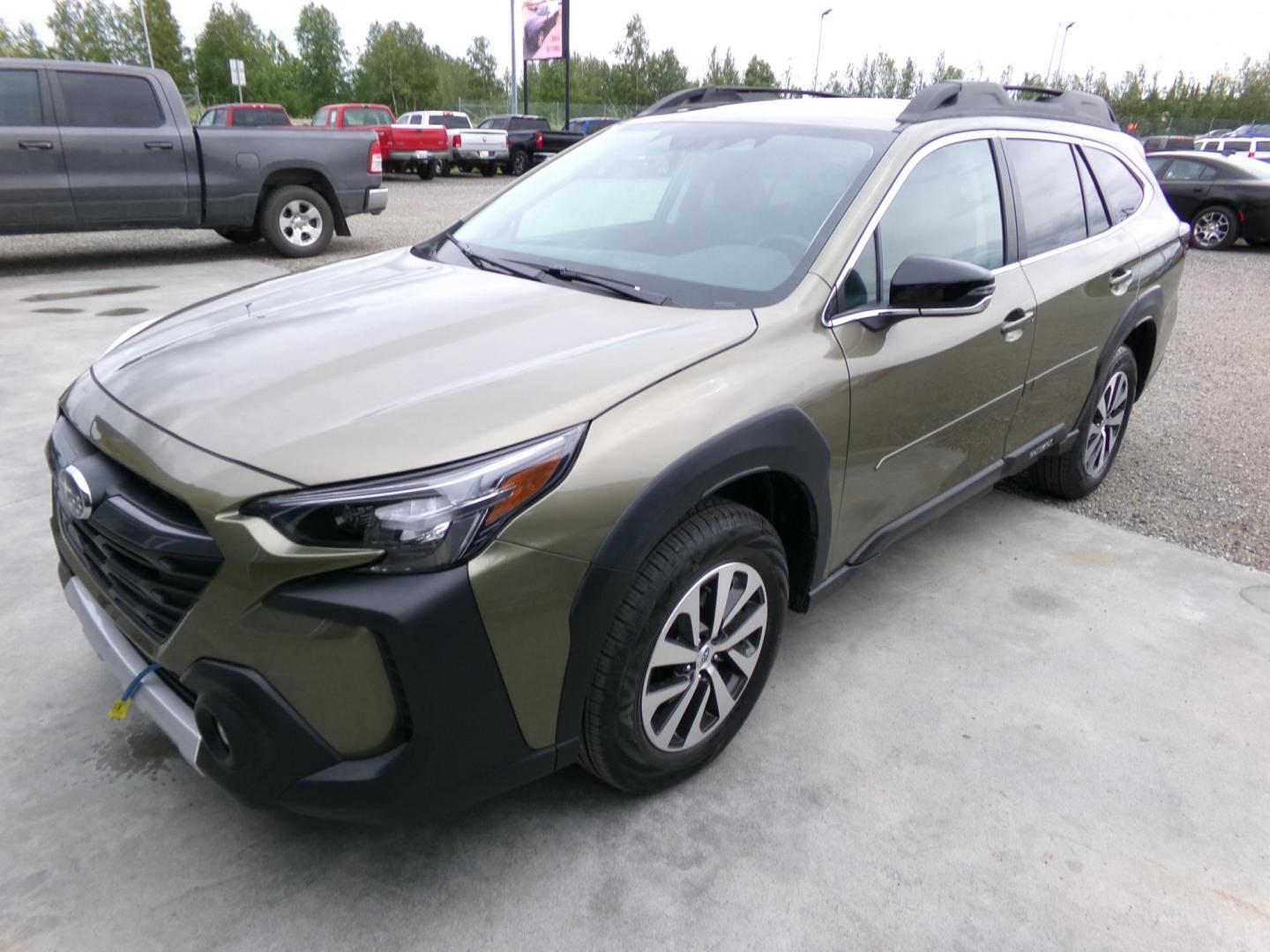 2025 Green and Matte Black Subaru Outback Premium (4S4BTADC1S3) with an 2.5L H4 DOHC 16V engine, CVT transmission, located at 2630 Philips Field Rd., Fairbanks, AK, 99709, (907) 458-0593, 64.848068, -147.780609 - Photo#0