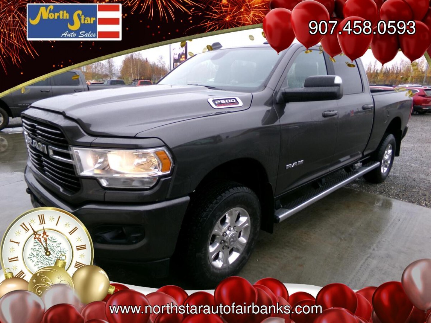 2019 Grey Dodge 2500 BigHorn Crew Cab SWB 4WD (3C6UR5DL0KG) with an 6.7L L6 OHV 24V TURBO DIESEL engine, 6A transmission, located at 2630 Philips Field Rd., Fairbanks, AK, 99709, (907) 458-0593, 64.848068, -147.780609- Photo#0