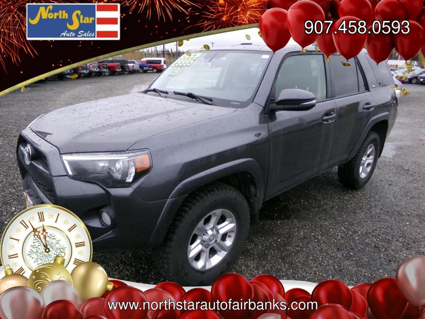 2019 Grey Toyota 4Runner SR5 4WD (JTEBU5JR1K5) with an 4.0L V6 DOHC 24V engine, 5A transmission, located at 2630 Philips Field Rd., Fairbanks, AK, 99709, (907) 458-0593, 64.848068, -147.780609- Photo#0
