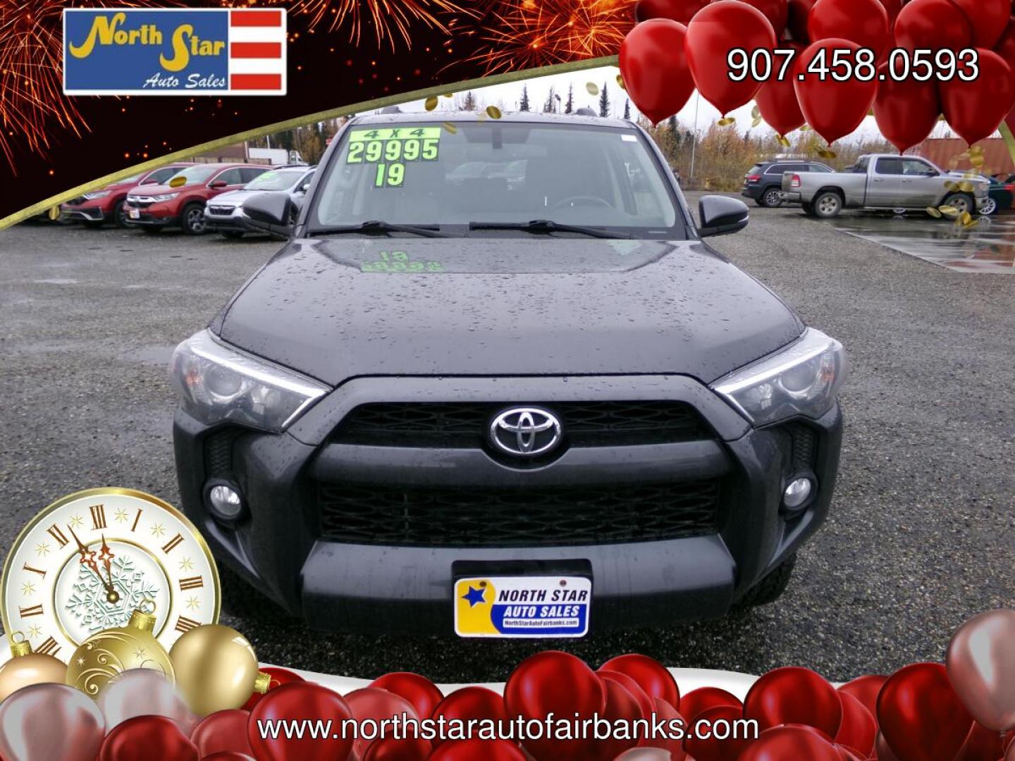 2019 Grey Toyota 4Runner SR5 4WD (JTEBU5JR1K5) with an 4.0L V6 DOHC 24V engine, 5A transmission, located at 2630 Philips Field Rd., Fairbanks, AK, 99709, (907) 458-0593, 64.848068, -147.780609- Photo#1