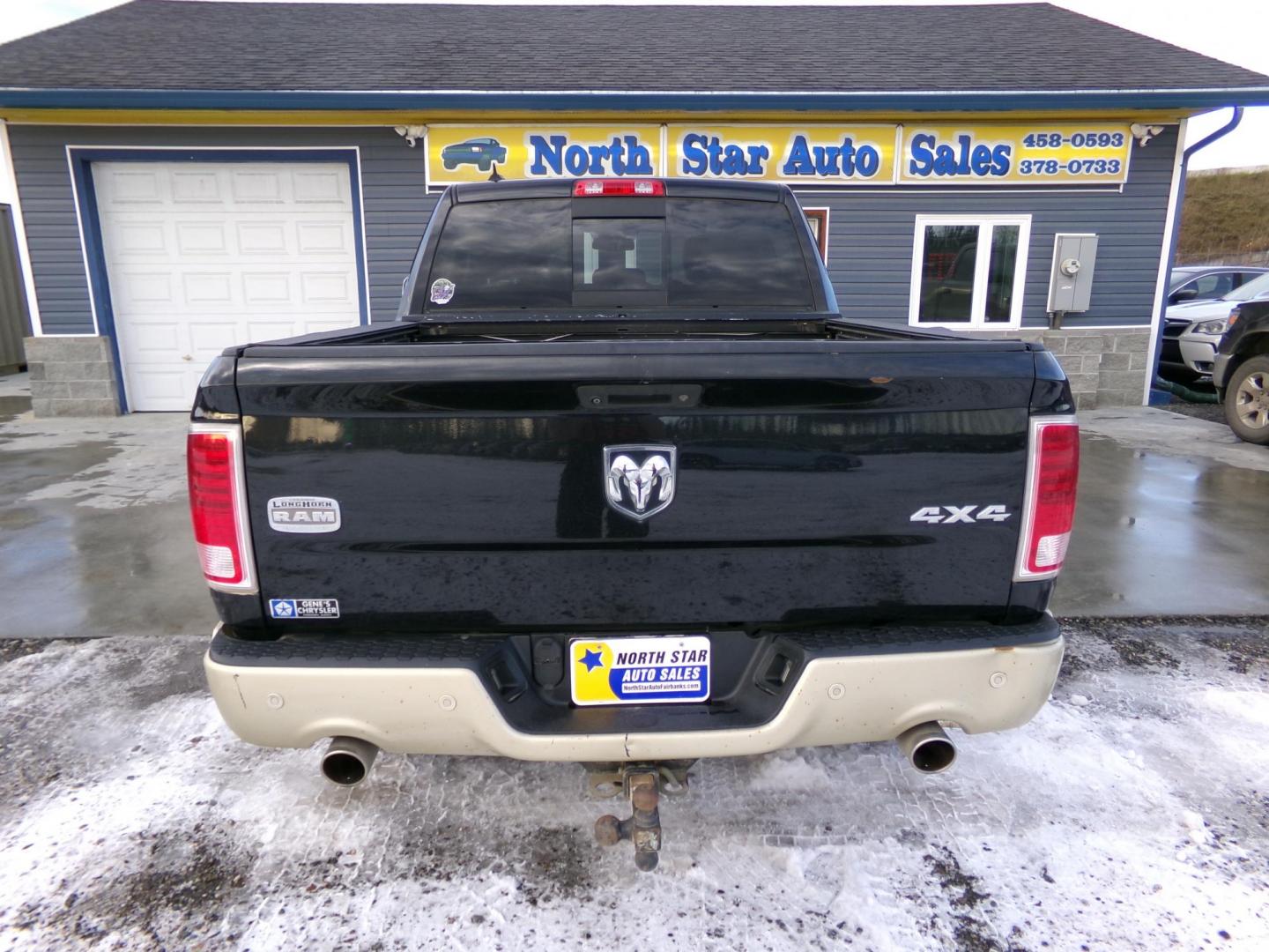 2015 Black /Brown Dodge 1500 Longhorn Crew Cab SWB 4WD (1C6RR7PT5FS) with an 5.7L V8 OHV 16V engine, 6-Speed Automatic transmission, located at 2630 Philips Field Rd., Fairbanks, AK, 99709, (907) 458-0593, 64.848068, -147.780609 - Photo#3