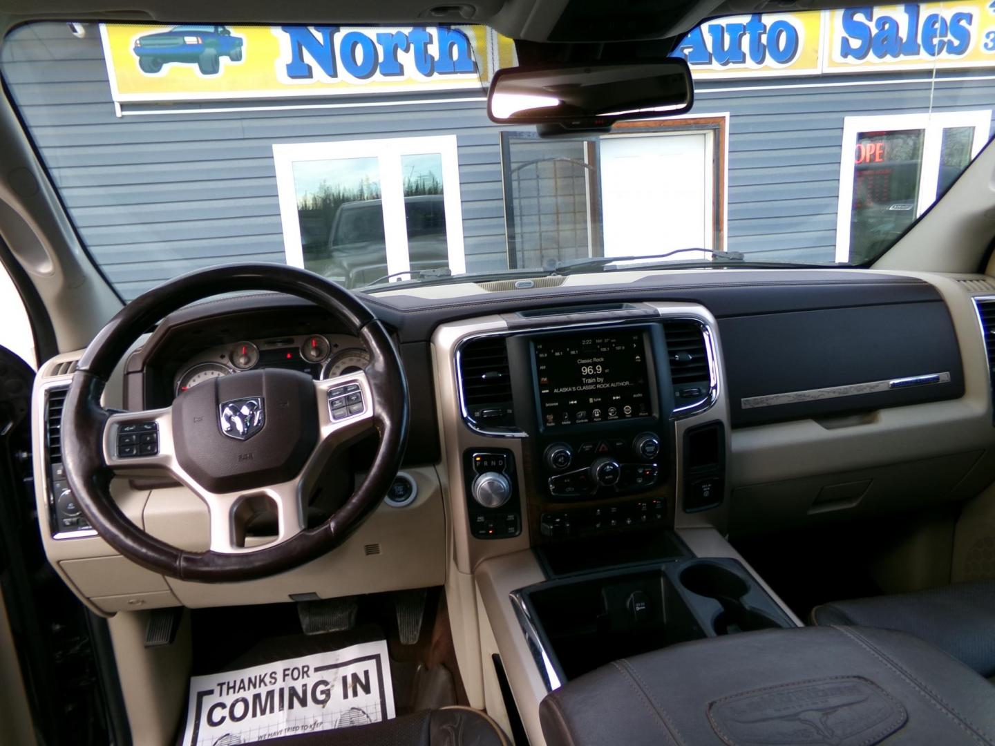 2015 Black /Brown Dodge 1500 Longhorn Crew Cab SWB 4WD (1C6RR7PT5FS) with an 5.7L V8 OHV 16V engine, 6-Speed Automatic transmission, located at 2630 Philips Field Rd., Fairbanks, AK, 99709, (907) 458-0593, 64.848068, -147.780609 - Photo#6