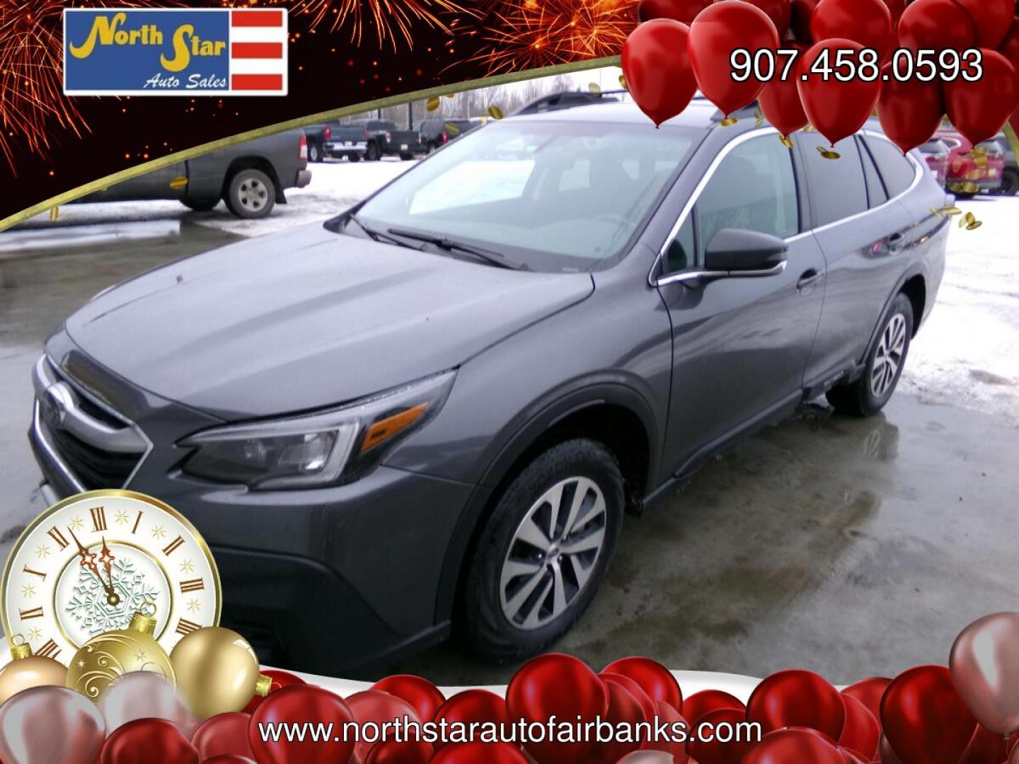 2022 Grey Subaru Outback Premium (4S4BTADC2N3) with an 2.5L H4 DOHC 16V engine, CVT transmission, located at 2630 Philips Field Rd., Fairbanks, AK, 99709, (907) 458-0593, 64.848068, -147.780609- Photo#0
