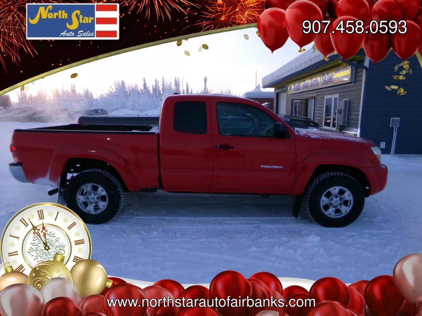 2008 Red Toyota Tacoma Access Cab V6 4WD (5TEUU42N28Z) with an 4.0L V6 DOHC 24V engine, 5-Speed Automatic Overdrive transmission, located at 2630 Philips Field Rd., Fairbanks, AK, 99709, (907) 458-0593, 64.848068, -147.780609- Photo#2