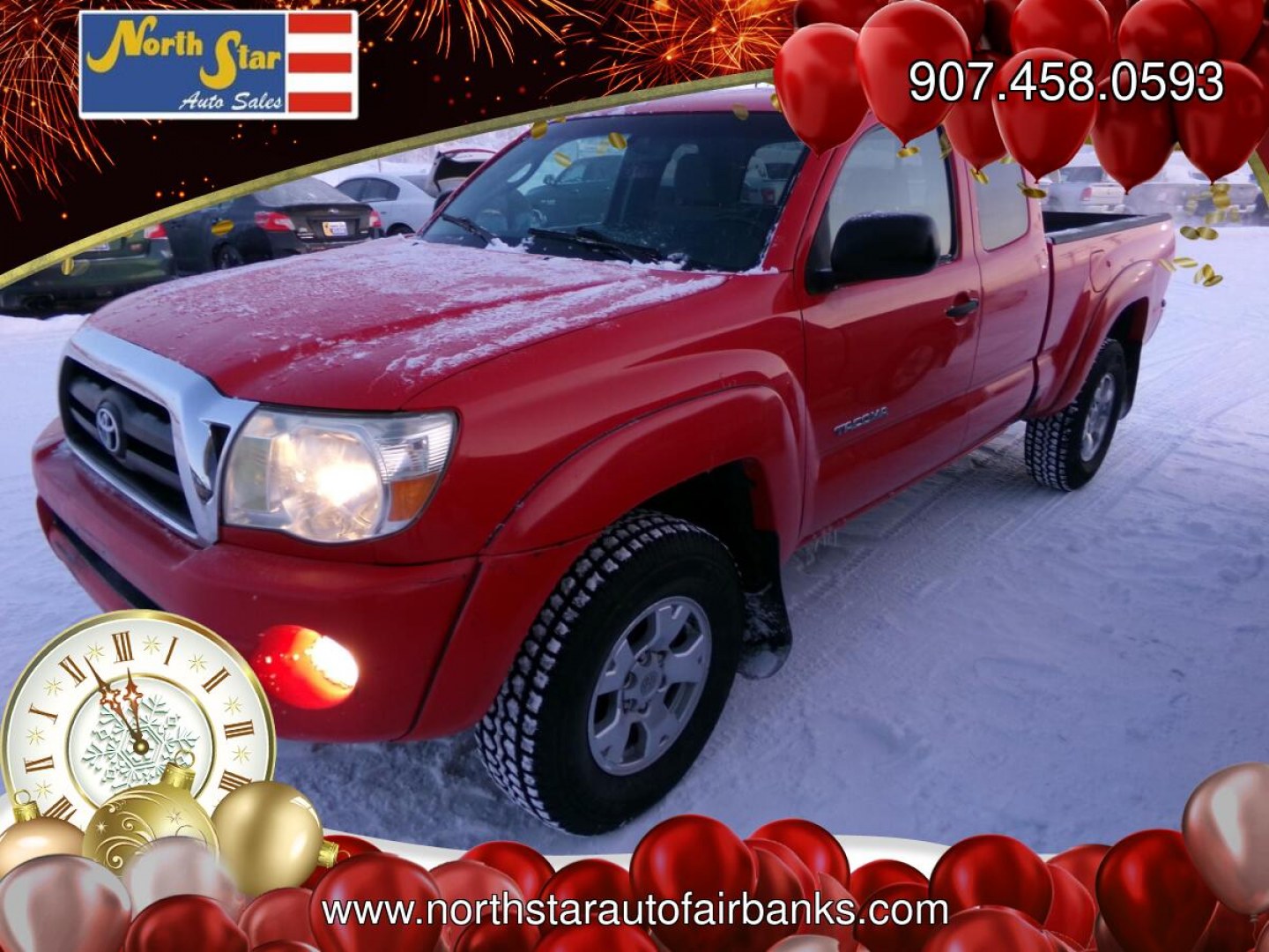 2008 Red Toyota Tacoma Access Cab V6 4WD (5TEUU42N28Z) with an 4.0L V6 DOHC 24V engine, 5-Speed Automatic Overdrive transmission, located at 2630 Philips Field Rd., Fairbanks, AK, 99709, (907) 458-0593, 64.848068, -147.780609- Photo#0