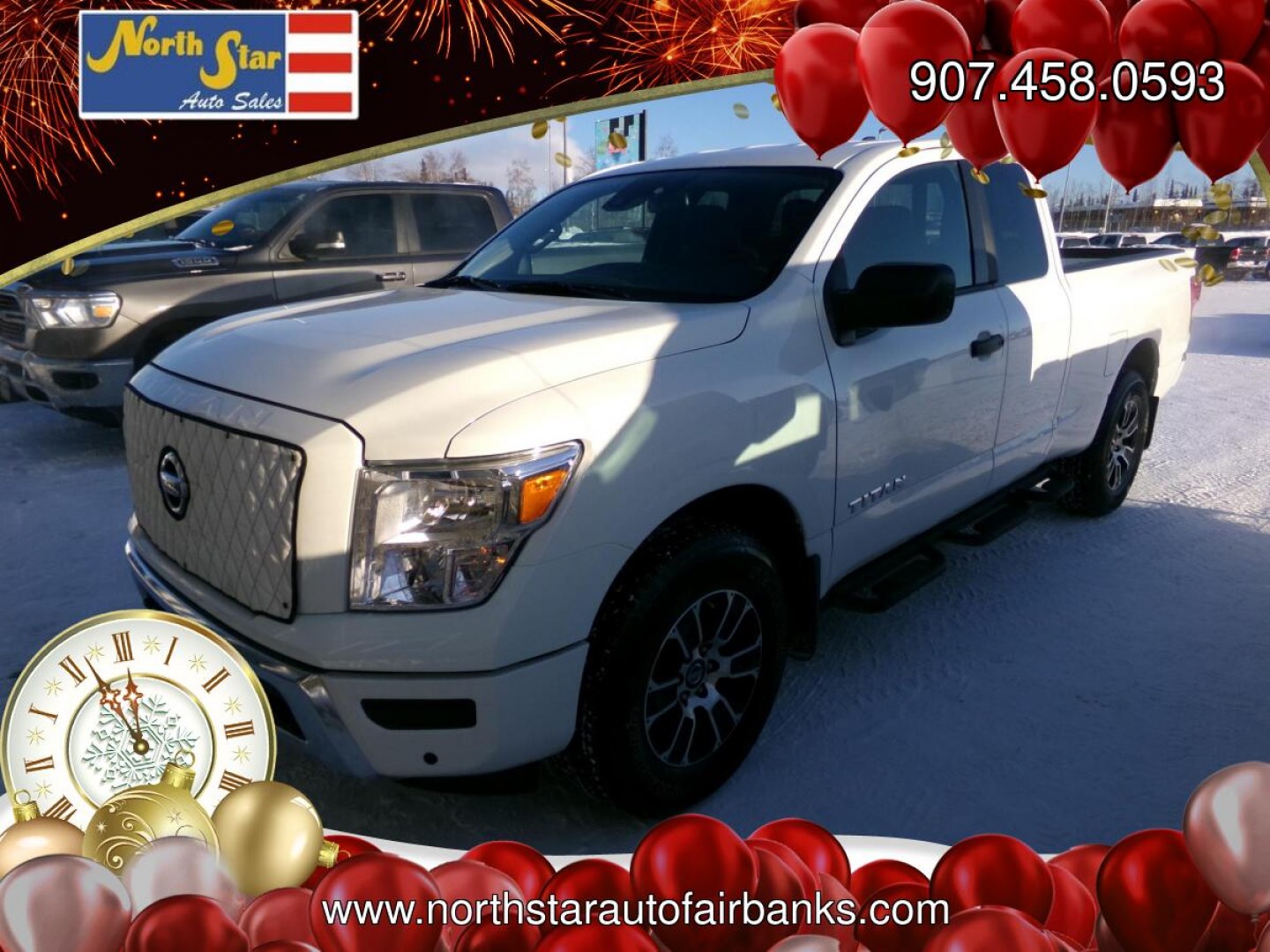 2022 White Nissan Titan SV King Cab 4WD (1N6AA1CD3NN) with an 5.6L V8 DOHC 32V engine, 9A transmission, located at 2630 Philips Field Rd., Fairbanks, AK, 99709, (907) 458-0593, 64.848068, -147.780609- Photo#0