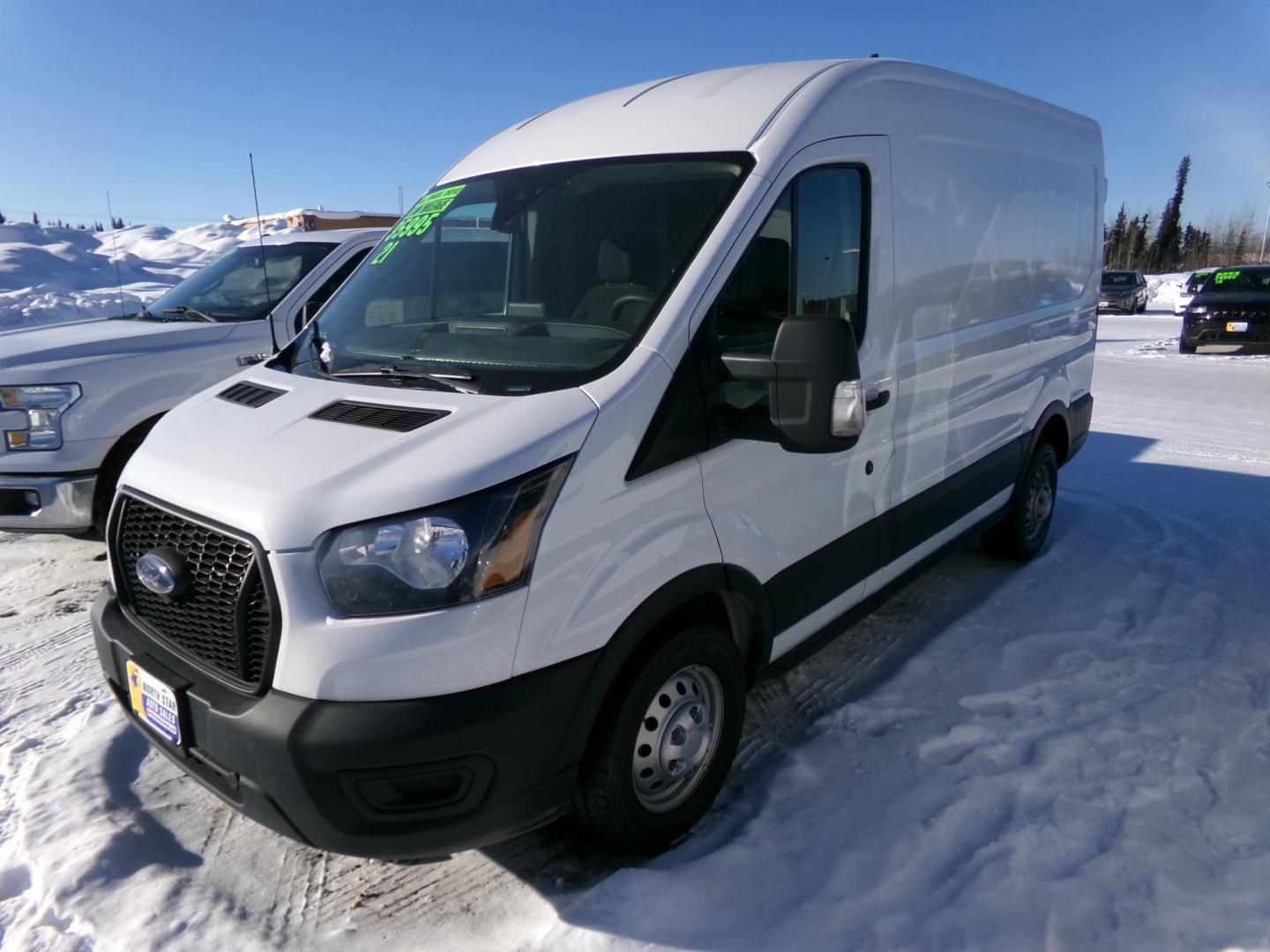 2021 White /Black Ford Transit 250 Van Med. Roof w/Sliding Pass. 148-in. WB (1FTBR2CG2MK) with an 3.5L V6 DOHC 24V engine, 6A transmission, located at 2630 Philips Field Rd., Fairbanks, AK, 99709, (907) 458-0593, 64.848068, -147.780609 - Photo#0