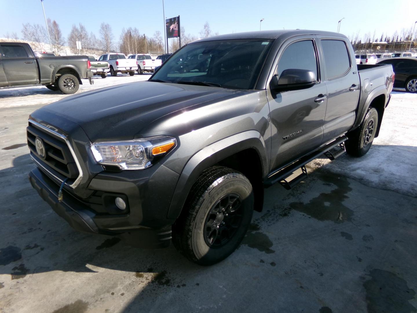 2021 Grey /Black Toyota Tacoma SR5 Double Cab Long Bed V6 6AT 4WD (3TMCZ5AN9MM) with an 3.5L V6 DOHC 24V engine, 6A transmission, located at 2630 Philips Field Rd., Fairbanks, AK, 99709, (907) 458-0593, 64.848068, -147.780609 - Photo#0