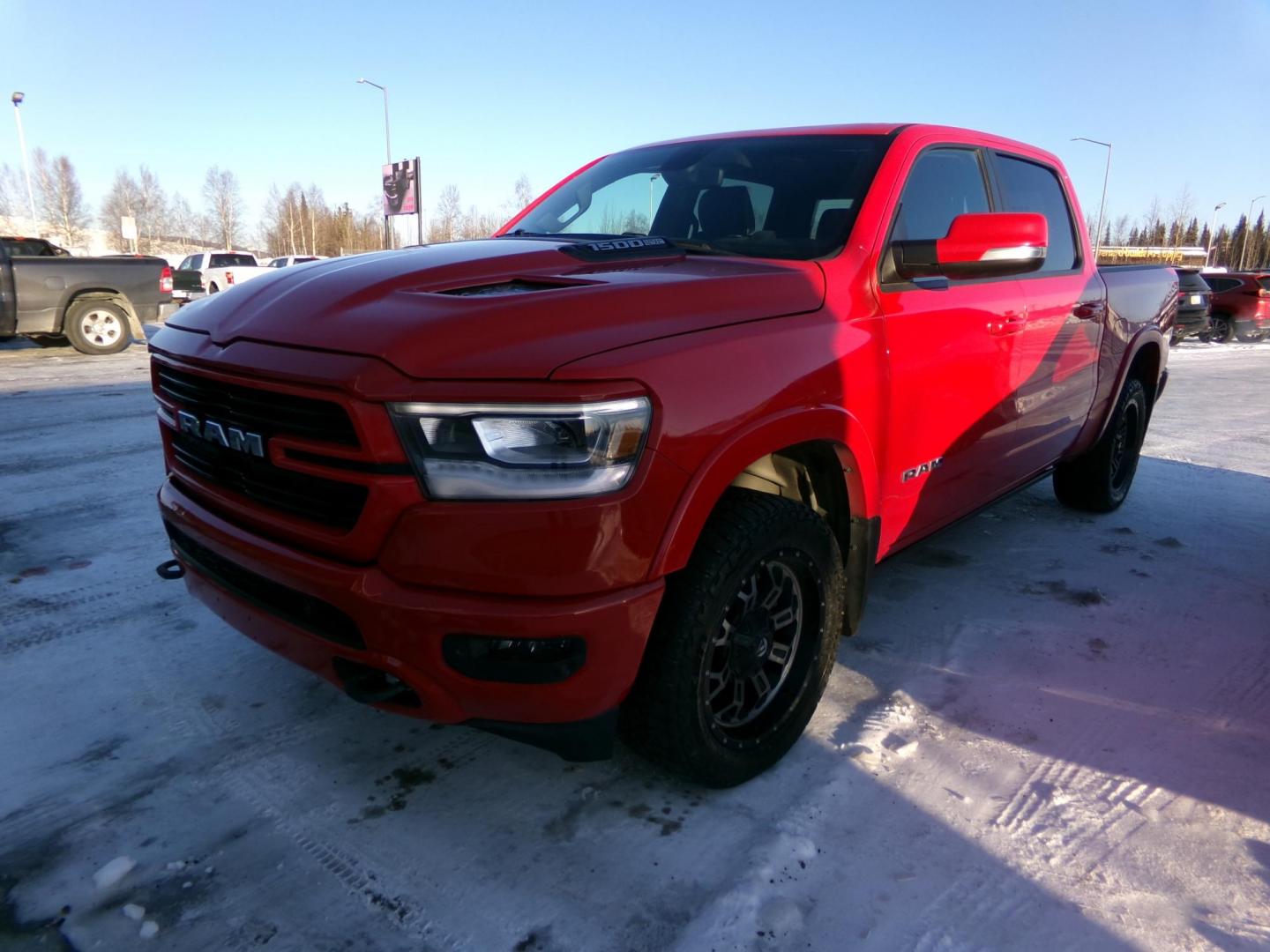 2019 Red RAM 1500 Laramie Crew Cab SWB 4WD (1C6SRFJT7KN) with an 5.7L V8 OHV 16V engine, 8A transmission, located at 2630 Philips Field Rd., Fairbanks, AK, 99709, (907) 458-0593, 64.848068, -147.780609 - Photo#0