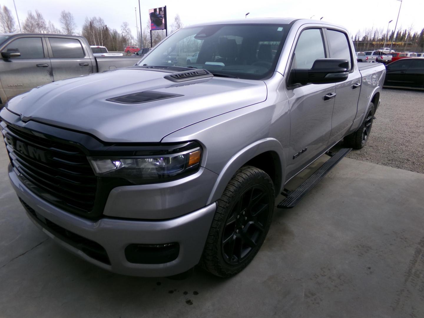2025 Silver Dodge 1500 Laramie Crew Cab LWB 4WD (1C6SRFRP2SN) with an 3.0L V6 DOHC 24V TURBO engine, 8A transmission, located at 2630 Philips Field Rd., Fairbanks, AK, 99709, (907) 458-0593, 64.848068, -147.780609 - Photo#0