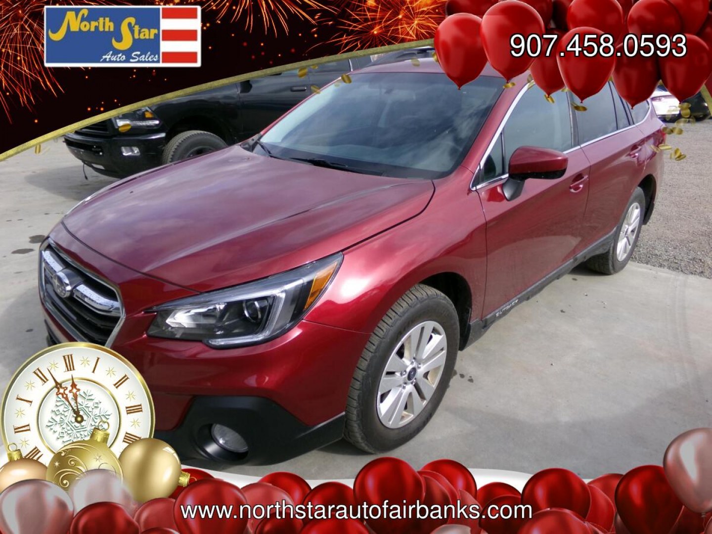 2018 Red Subaru Outback 2.5i Premium (4S4BSACC0J3) with an 2.5L H4 DOHC 16V engine, CVT transmission, located at 2630 Philips Field Rd., Fairbanks, AK, 99709, (907) 458-0593, 64.848068, -147.780609- Photo#0