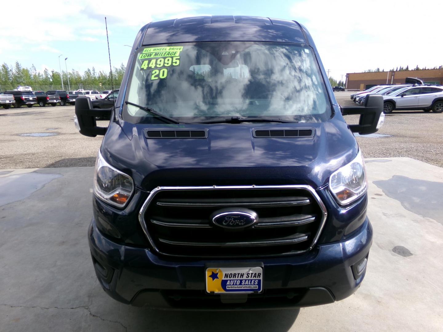 2020 Blue Ford Transit 350 Wagon Med. Roof XL w/Sliding Pass. 148-in. WB (1FBAX9C84LK) with an 3.5L V6 DOHC 24V engine, 6A transmission, located at 2630 Philips Field Rd., Fairbanks, AK, 99709, (907) 458-0593, 64.848068, -147.780609- Photo#1