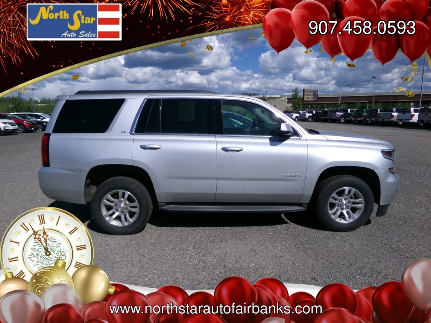 2015 Silver Chevrolet Tahoe LS 4WD (1GNSKAEC0FR) with an 5.3L V8 OHV 16V engine, 6-Speed Automatic transmission, located at 2630 Philips Field Rd., Fairbanks, AK, 99709, (907) 458-0593, 64.848068, -147.780609- Photo#2