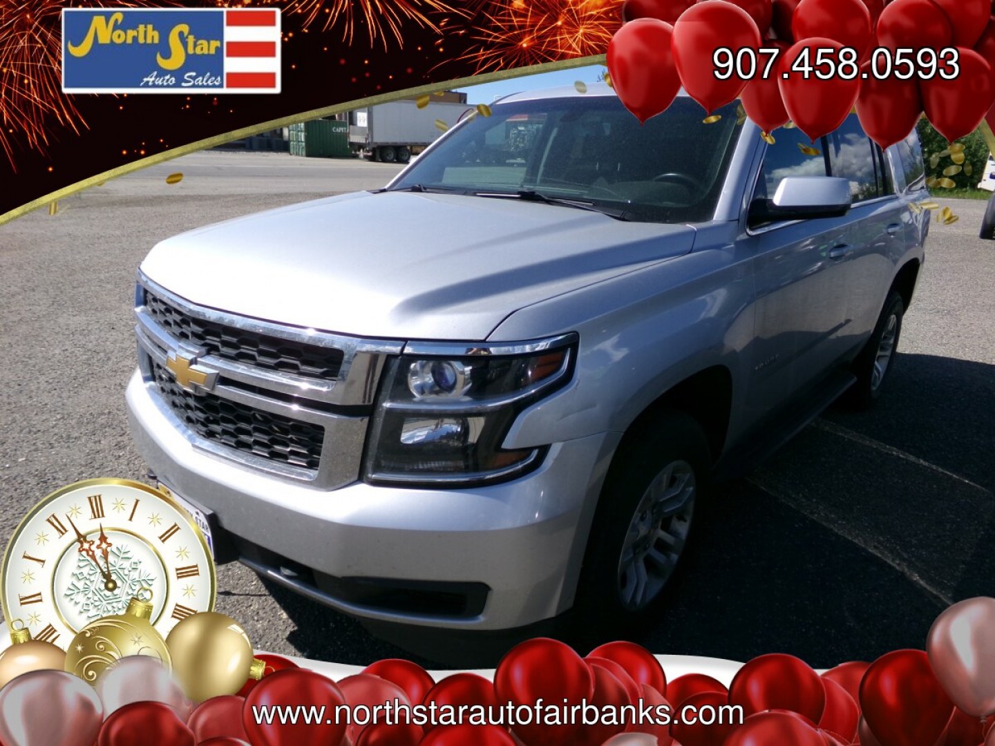 2015 Silver Chevrolet Tahoe LS 4WD (1GNSKAEC0FR) with an 5.3L V8 OHV 16V engine, 6-Speed Automatic transmission, located at 2630 Philips Field Rd., Fairbanks, AK, 99709, (907) 458-0593, 64.848068, -147.780609- Photo#0