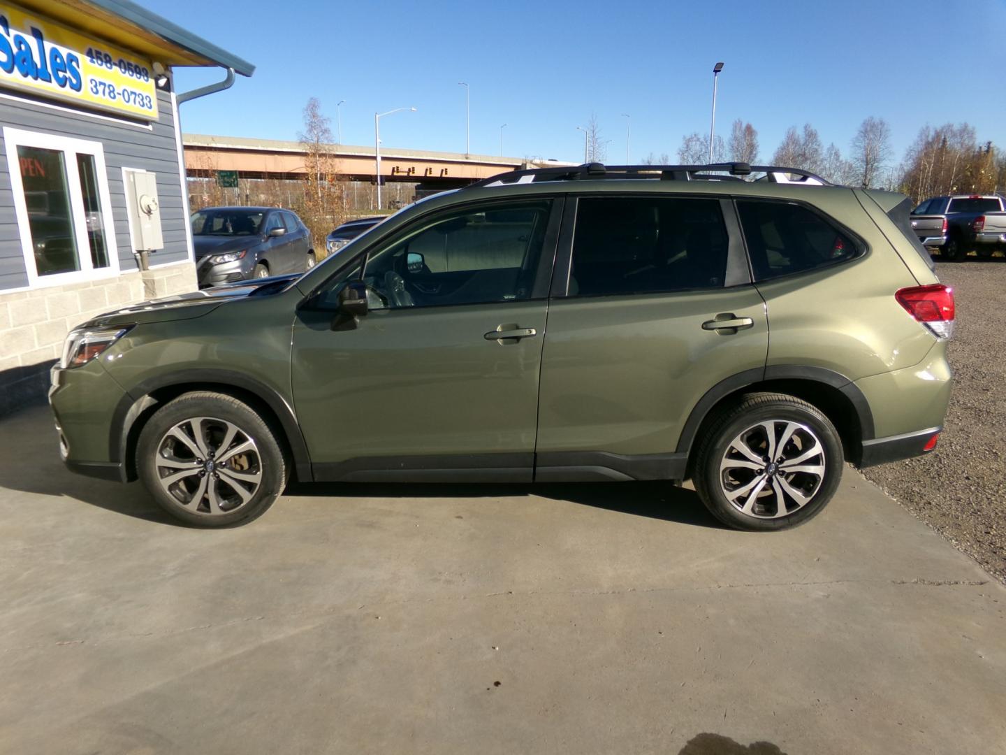 2021 Green and Matte Black Subaru Forester Limited (JF2SKAUC0MH) with an 2.5L H4 SOHC 16V engine, CVT transmission, located at 2630 Philips Field Rd., Fairbanks, AK, 99709, (907) 458-0593, 64.848068, -147.780609- Photo#2